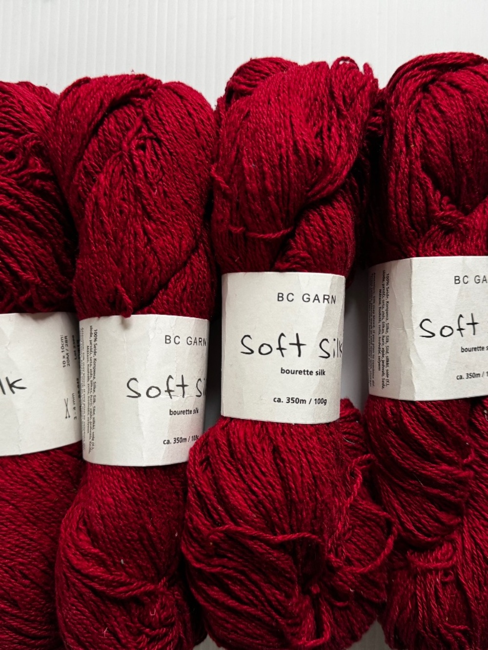 Four Skeins Yarn - BC Garn Soft Silk- Dark Red